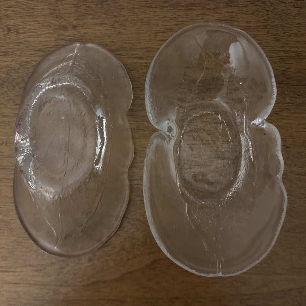 Kosta Boda Sweden Party Leaf Embossed Glass Avocado Bowls - Set Of 2